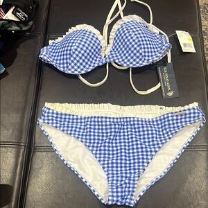 U.S. Polo Assn. Blue Gingham Bikini Set